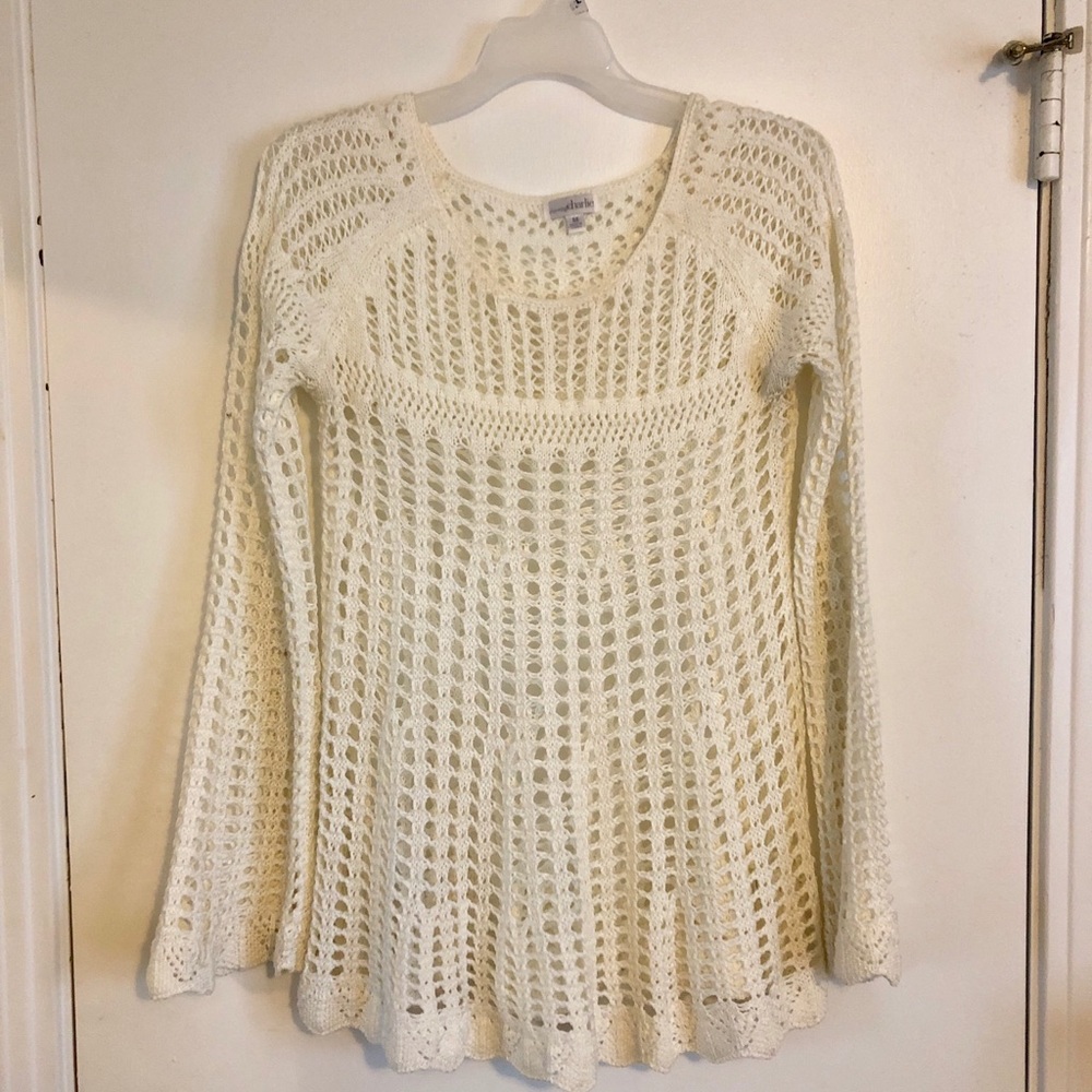 Crochet bell sleeve sweater
